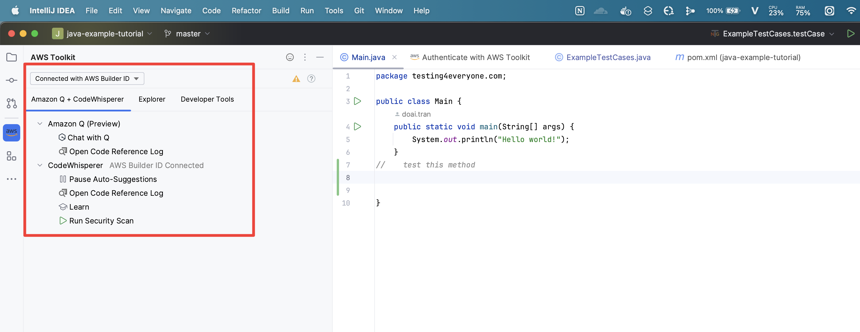 Configure AmazonQ & CodeWhisperer AWS AI tools for Software Engineer
